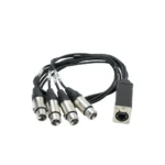 Adaptador de RJ45 macho a 4 XLR hembra con un largo de 1 metro Stagelab RJ45H-4XLRH-1M