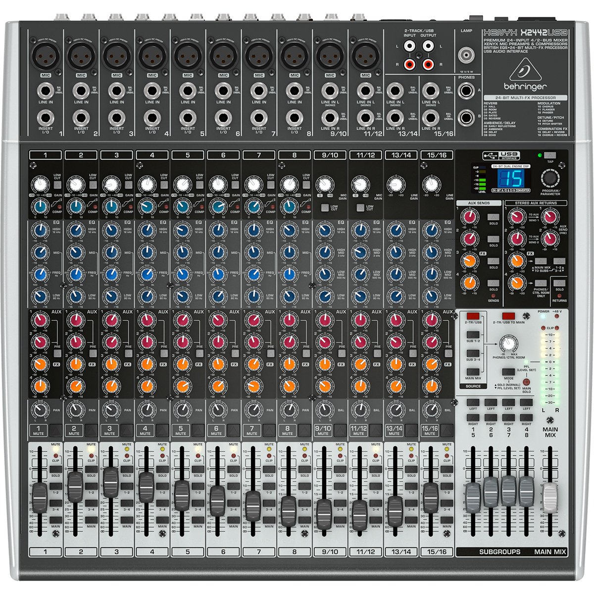 IABEHX2442USB_GEN_FRNT1 Consola Analoga 24 Canales Behringer Xenyx X2442USB