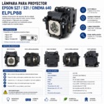Lampara Para Proyector Epson S27 S31 Cinema 640 Elplp88 - Imagen 5