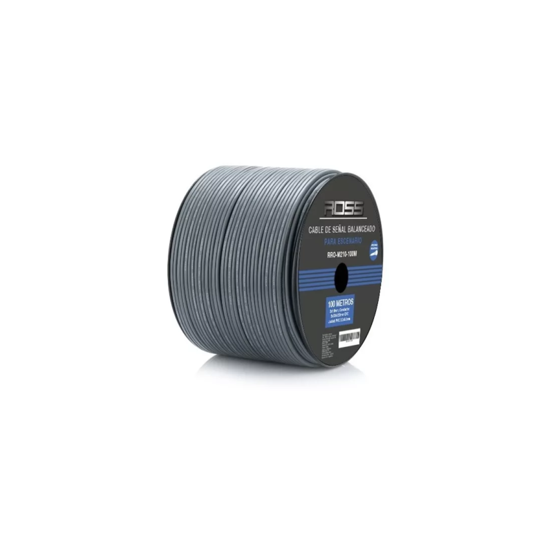 Ross RRO-C-CC-100M Rollo de Cable para Microfono Balanceado 6mm x 100 metros Negro