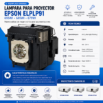 Lampara Para Proyector Epson 695wi 685wi 675wi Elplp91 - Imagen 5